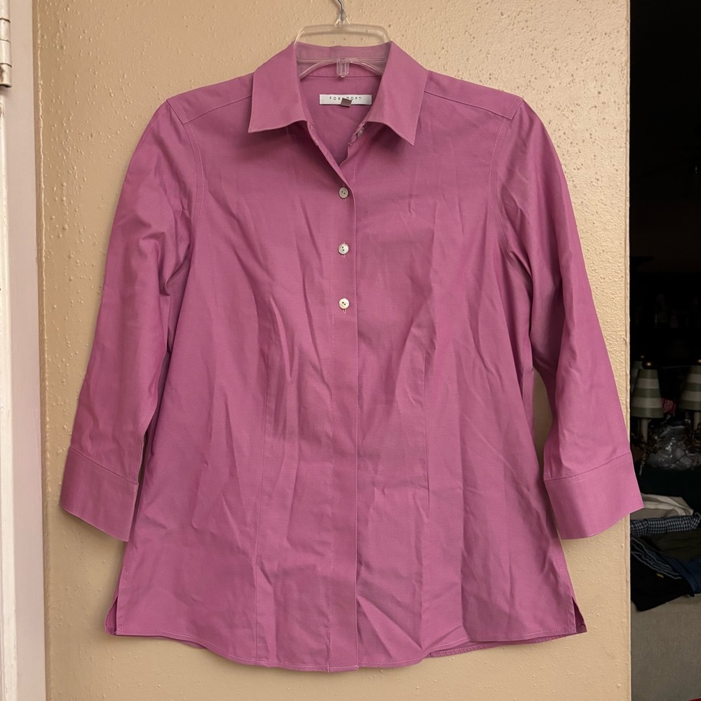 Foxcroft Purple Button-Up Shirt - Classic Collared Top